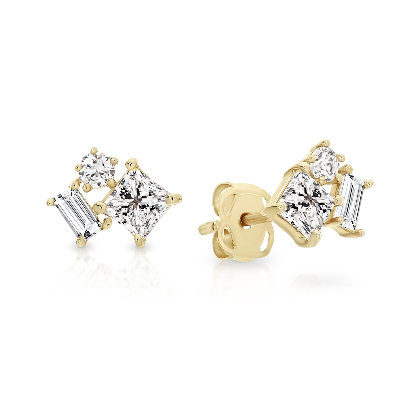 9Y triple CZ scatter studs AU01032