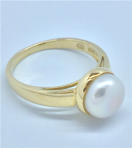 9ct yellow gold white 8-8.5mm freshwater button pearl IP101-R