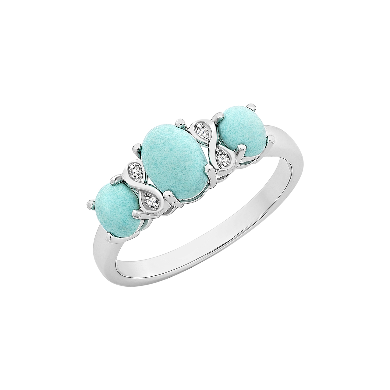 Sterling Silver Turquoise &amp; Diamond Ring M3034