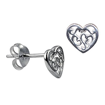 SS FILIGREE HEART STUDS SE2264