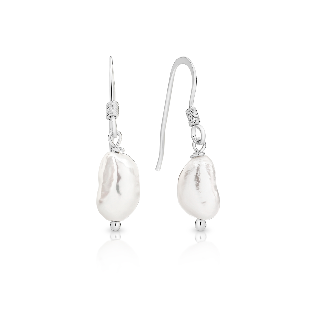 SS organic pearl shepherd hook earrings AG01305