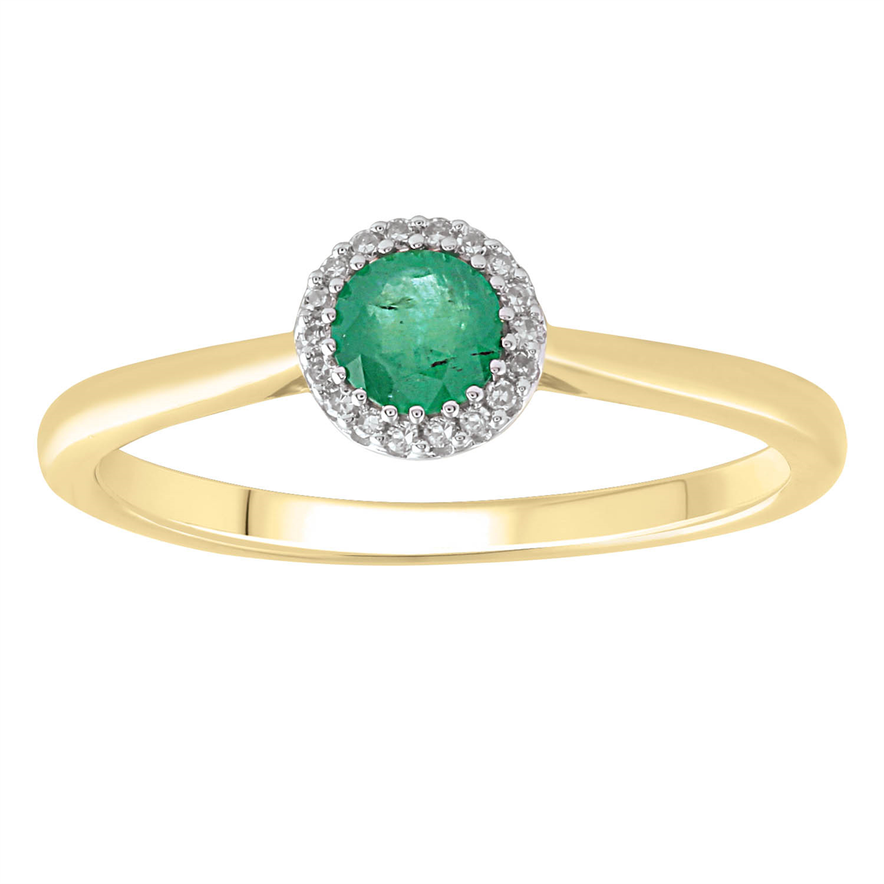 9K YLW GOLD 0.05CT HI I1 DIA EMERALD RNG IGR-34612EM-Y-P