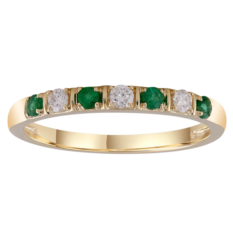 9K YLW GOLD 0.10CT HI I1 DIA EMERALD RNG R-40795-010-Y-P