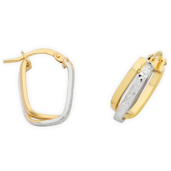 9ct Two Tone Gold Silver Filled Hoop Earrings M2246