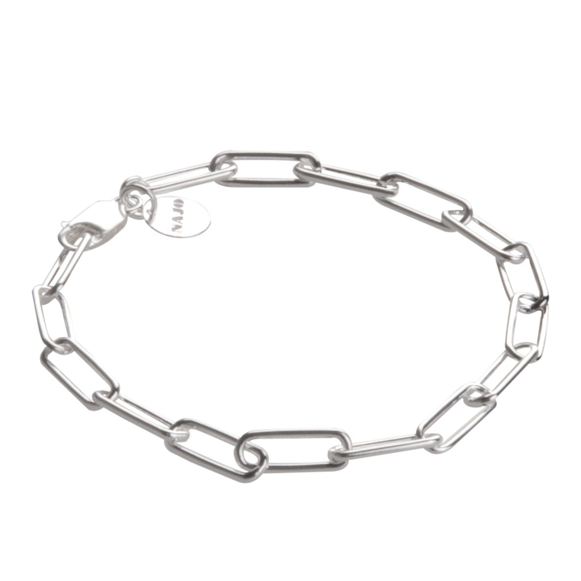 5x14mm silver rectangular link chain, 19.5cm,  antitarnish B6360