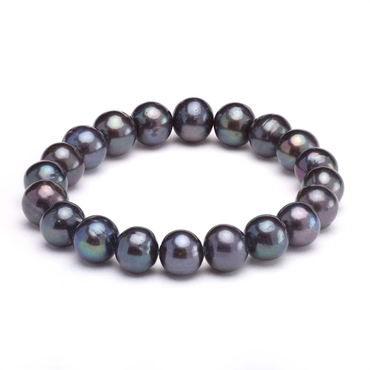 Evelyn Bracelet - Dyed Black off rnd 9.5-10.5mm FWP elastic brac 19cm IP310BB