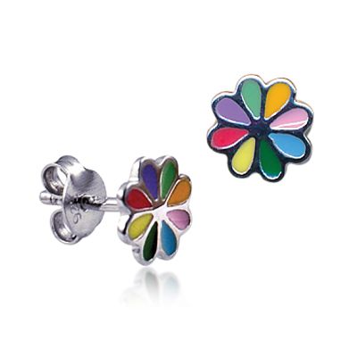 SS MULTI COLOUR ENAMEL FLOWER STUD SE804