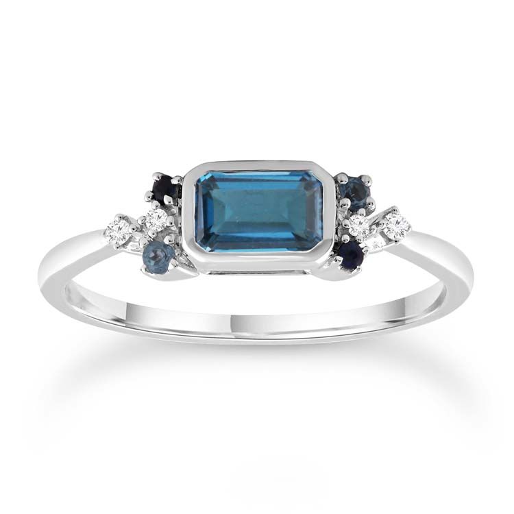 9K WG 0.05CT HI I1 DIA BLUE TOPAZ RING R-44557BT-003-W-N