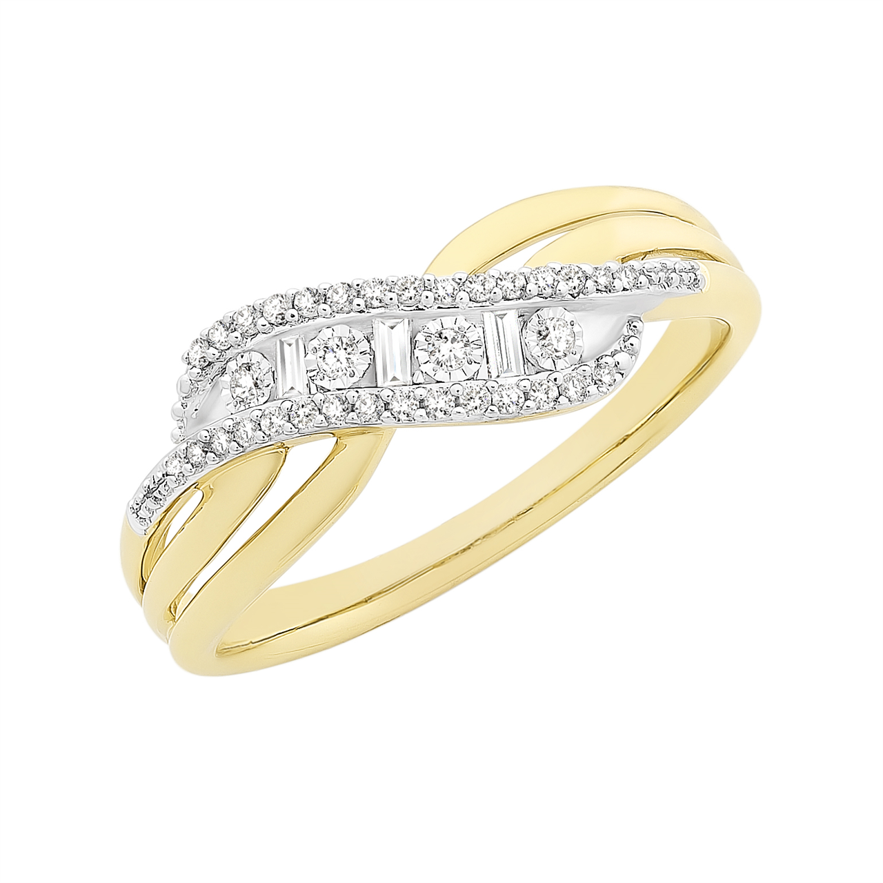 9ct Gold Ring Set With Diamonds M3055