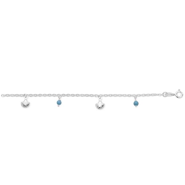 Sterling Silver Anklet With Turquoise M2112