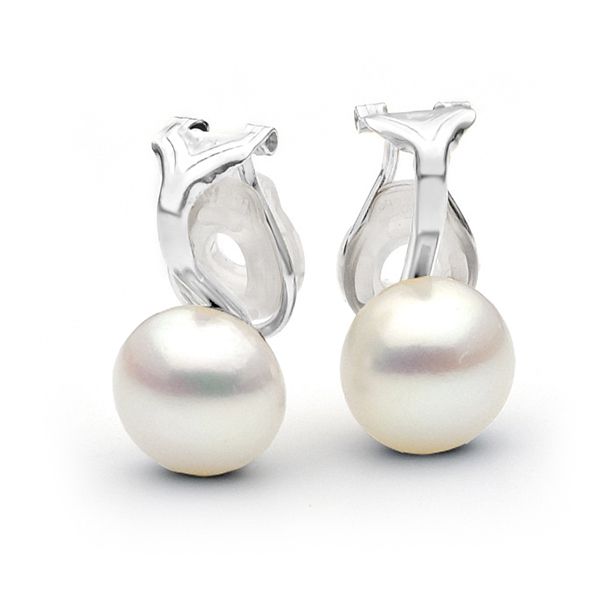 S/S white button 7mm FWP clip on earrings IPCLIPSSW