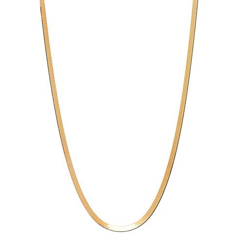 4mm yellow gold (14k 3mc) plated silver flat herringbone chain, 45cm +5cm ext chain, antitarnish N6559