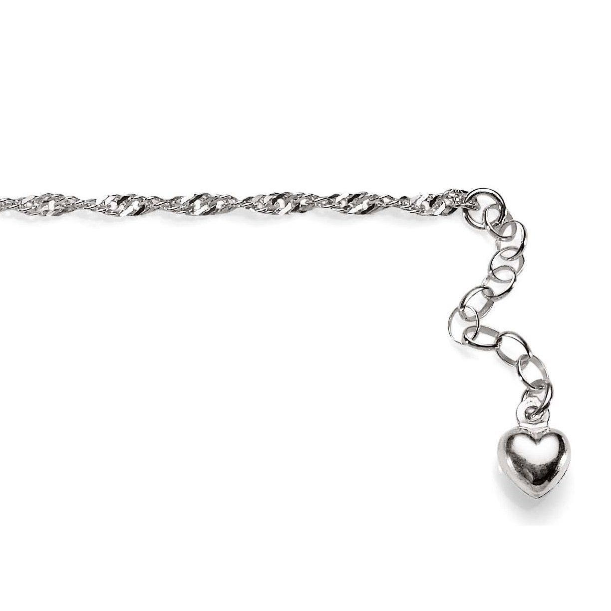 MP3204 SS singapore rope anklet with polished puffed heart charm 26cm AG00654