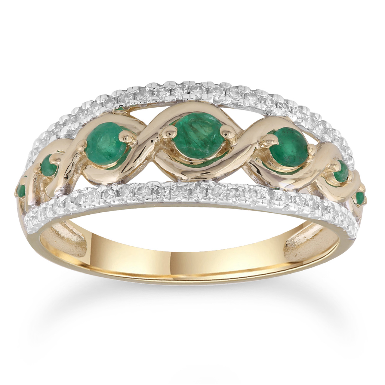 9K YLW GOLD 0.20CT HI I1 DIA EMERALD RNG R-38417-020E-Y