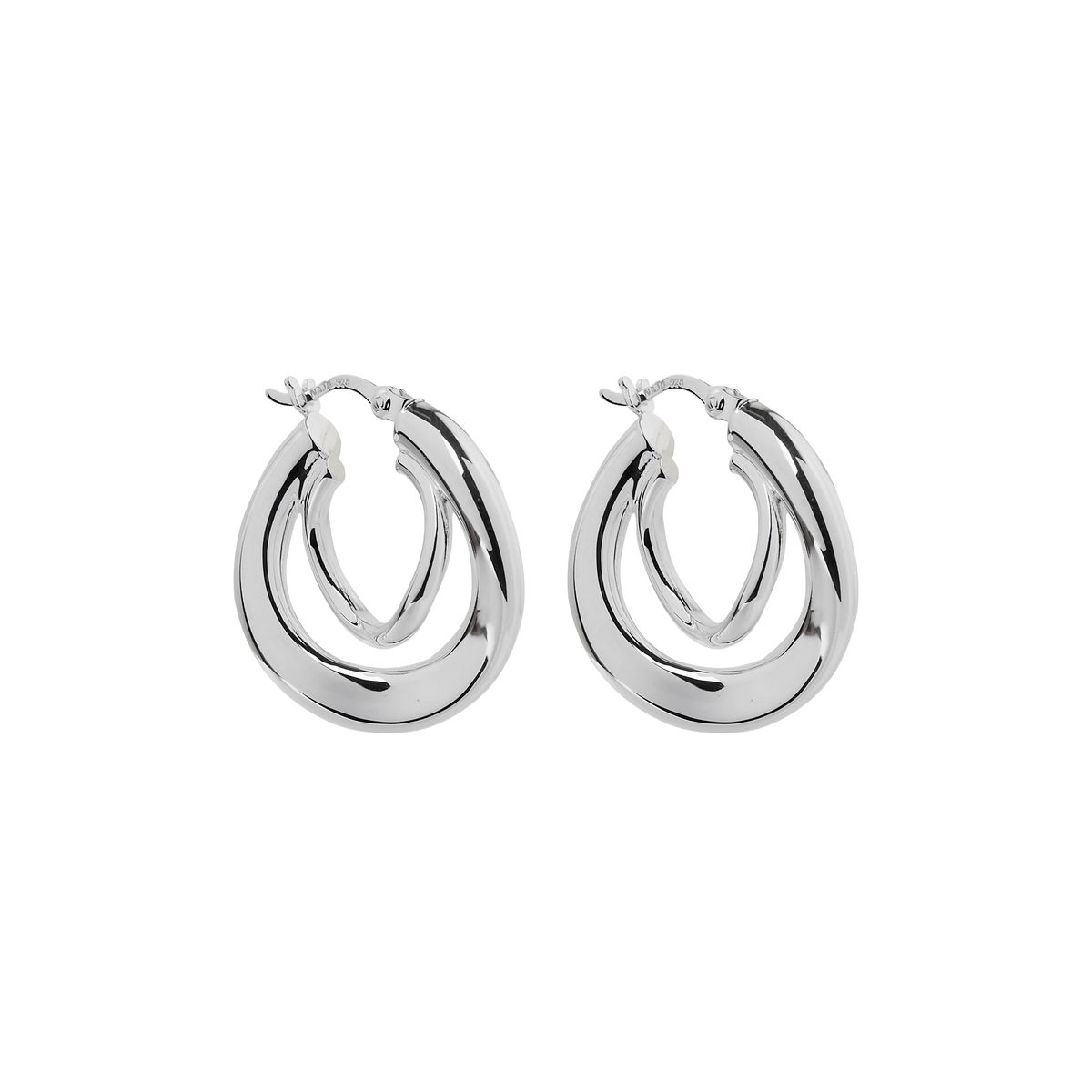 silver 22x5mm double hoop with lever clasp, antitarnish finish E6439