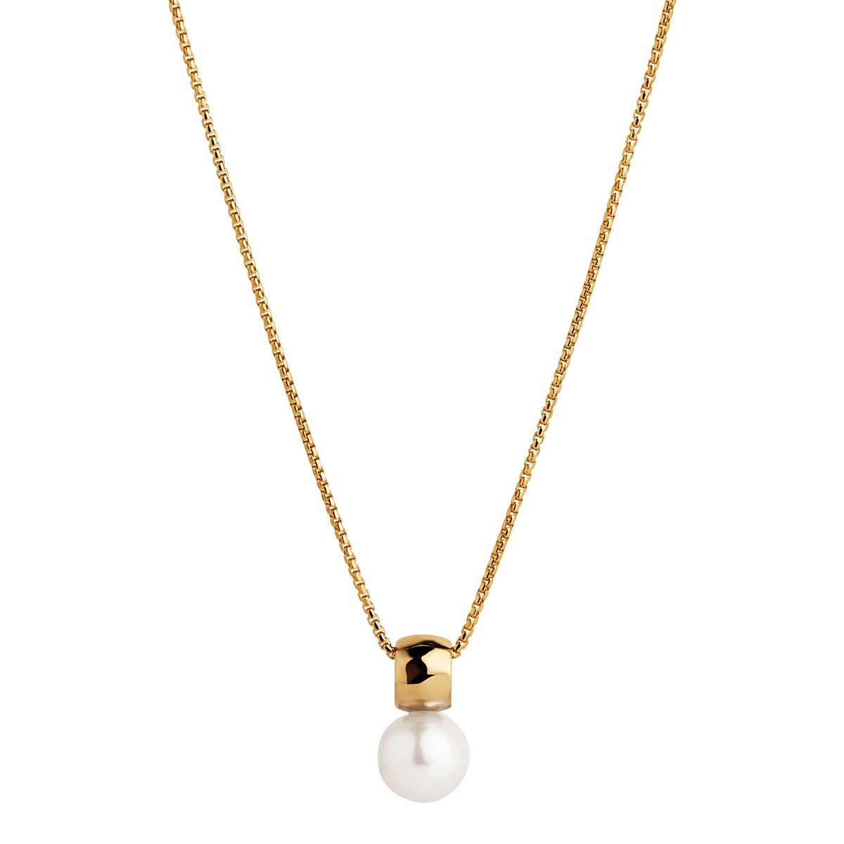 9-10mm white f/w white pearl, yellow gold (14k 1mc) plated silver bale on C0156-45cm 1.2mm yell gold (14k 2mc) chain N6905