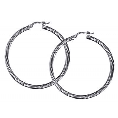 SS ITALIAN TWIST HOOP EARRINGS HET340