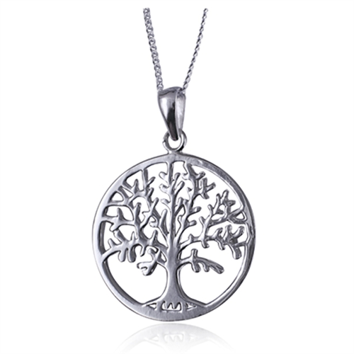 SS 24MM &#39;TREE OF LIFE&#39; PENDANT + CHAIN P427