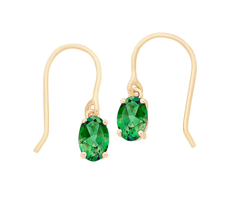 9ct Gold Created Emerald Drop Earrings M3167