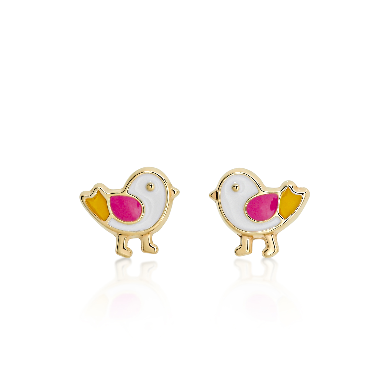 9Y enamel bird studs AU00786