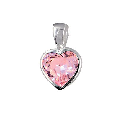Sterling Silver Heart Pendant with Pink Cubic Zirconia