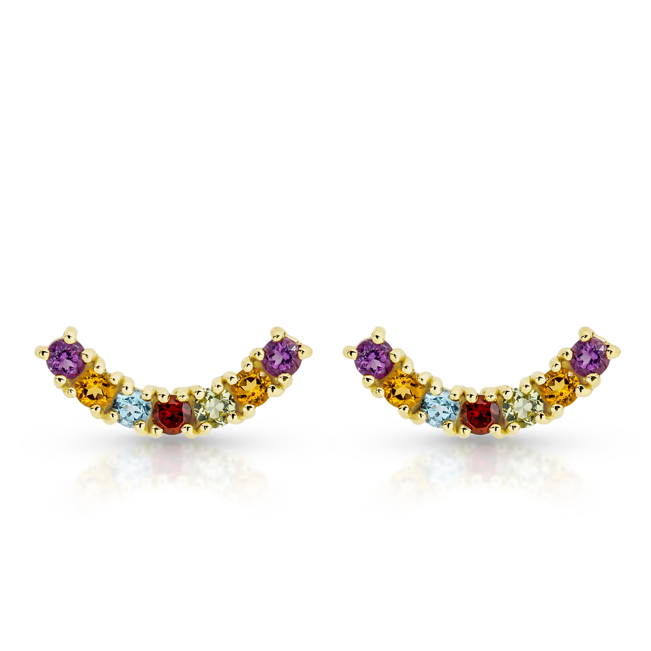 9Y multicolour curve earrings featuring amethyst, citrine, blue topaz, garnet and peridot AU00923