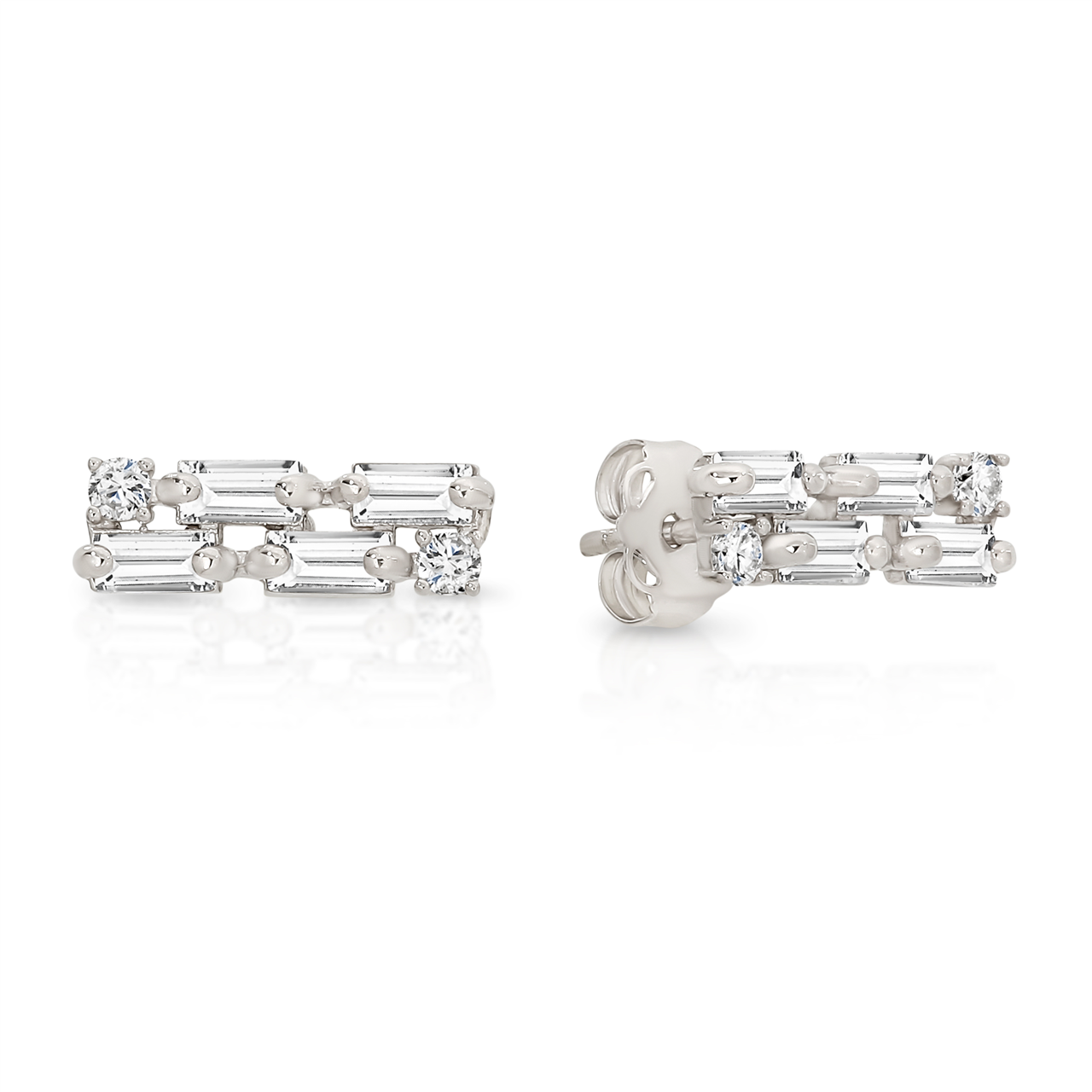 9W multi-stone round and baguette CZ stud in AU01035