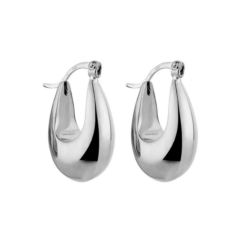 15x22mm silver tapered teardrop hoop with lever clasp, antitarnish E6932