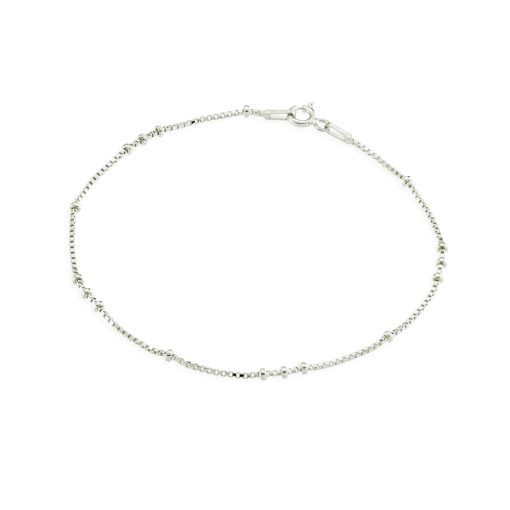 DPI - Sterling silver fine venetian chain bracelet with bead details 19cm BR355-S
