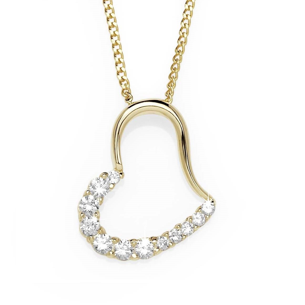 MP3599 9Y half polished half CZ open heart slider pendant AU00446