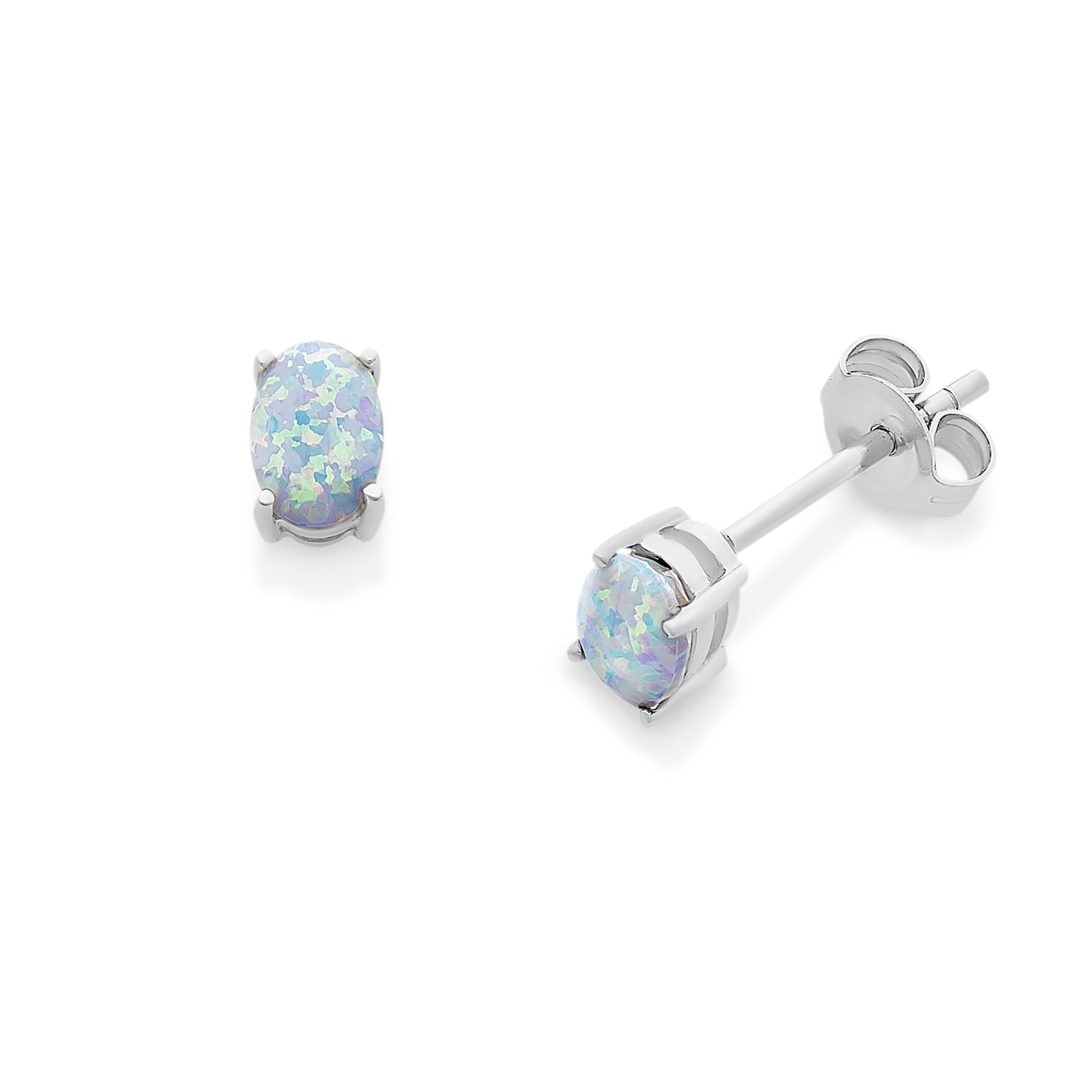 Sterling Silver Created Opal Studs M2954