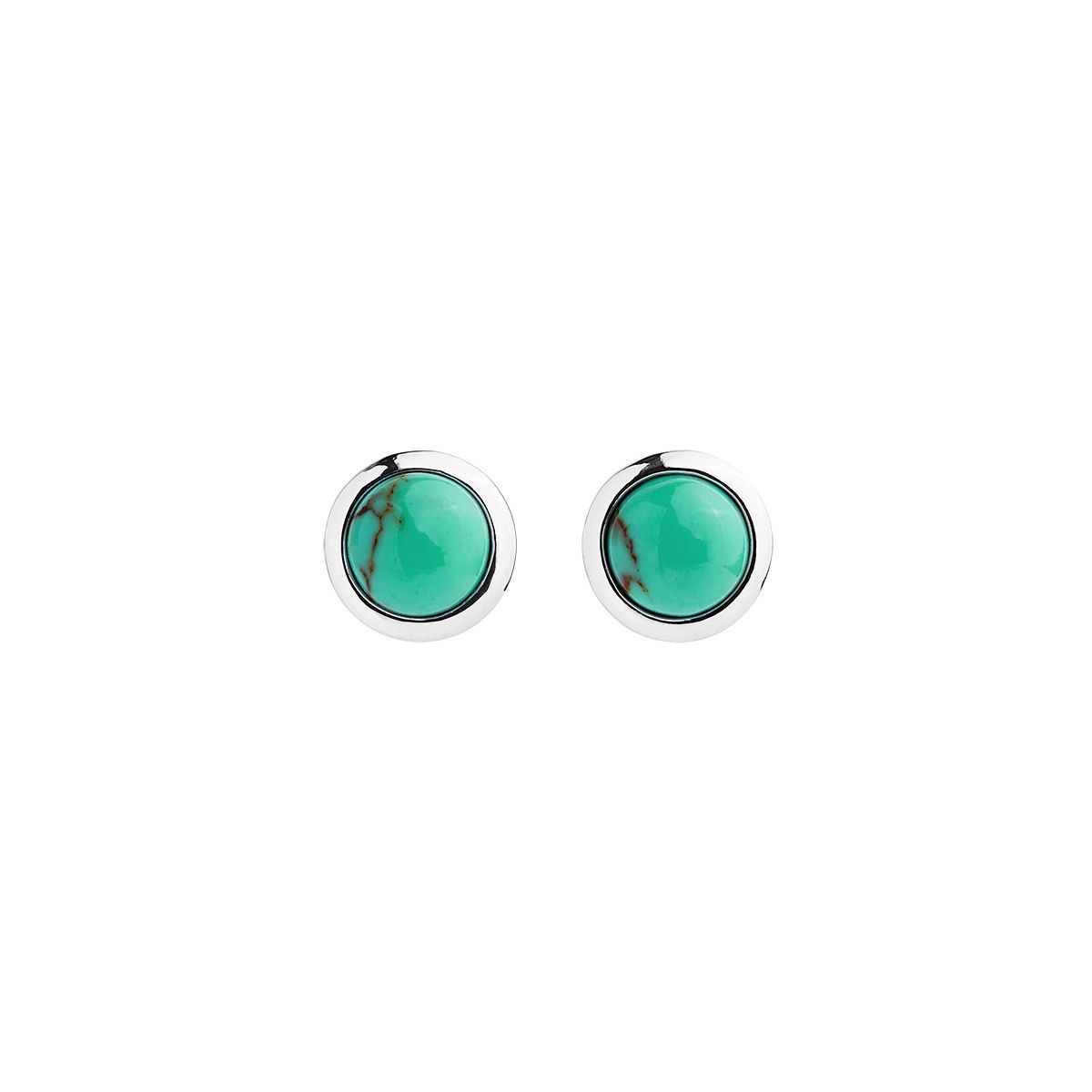 8mm round silver and reconstituted turquoise stud earring, antitarnish (pack of 2) E7057