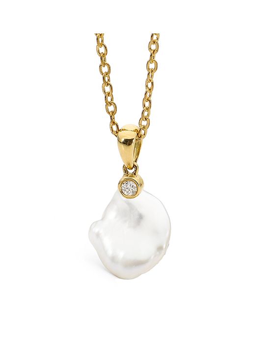 9ct yg white keshi 12-13mm FWP dia pend 0.04ct IP1006FPK12