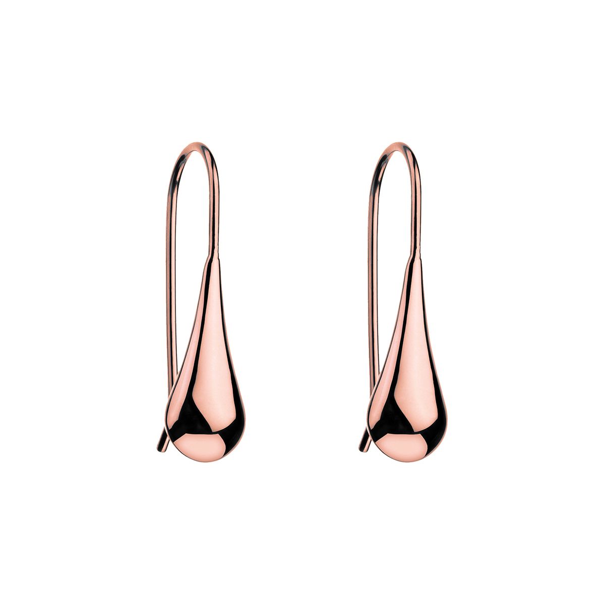 Rose gold (14k 1mc) plated silver 8x30mm teardrop earring, antitarnish E0112