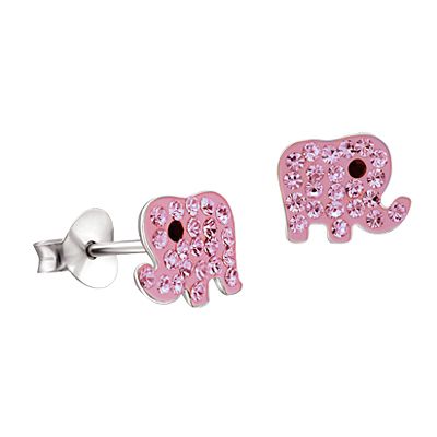 SS PINK CRYSTAL ELEPHANT STUDS SE193PCR