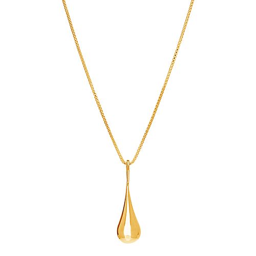 8x25mm yellow gold (14k 1mc) plated silverteardrop pendant on C0142-42cm 0.8mm yellow gold (18k 3mc) round box chain N6220