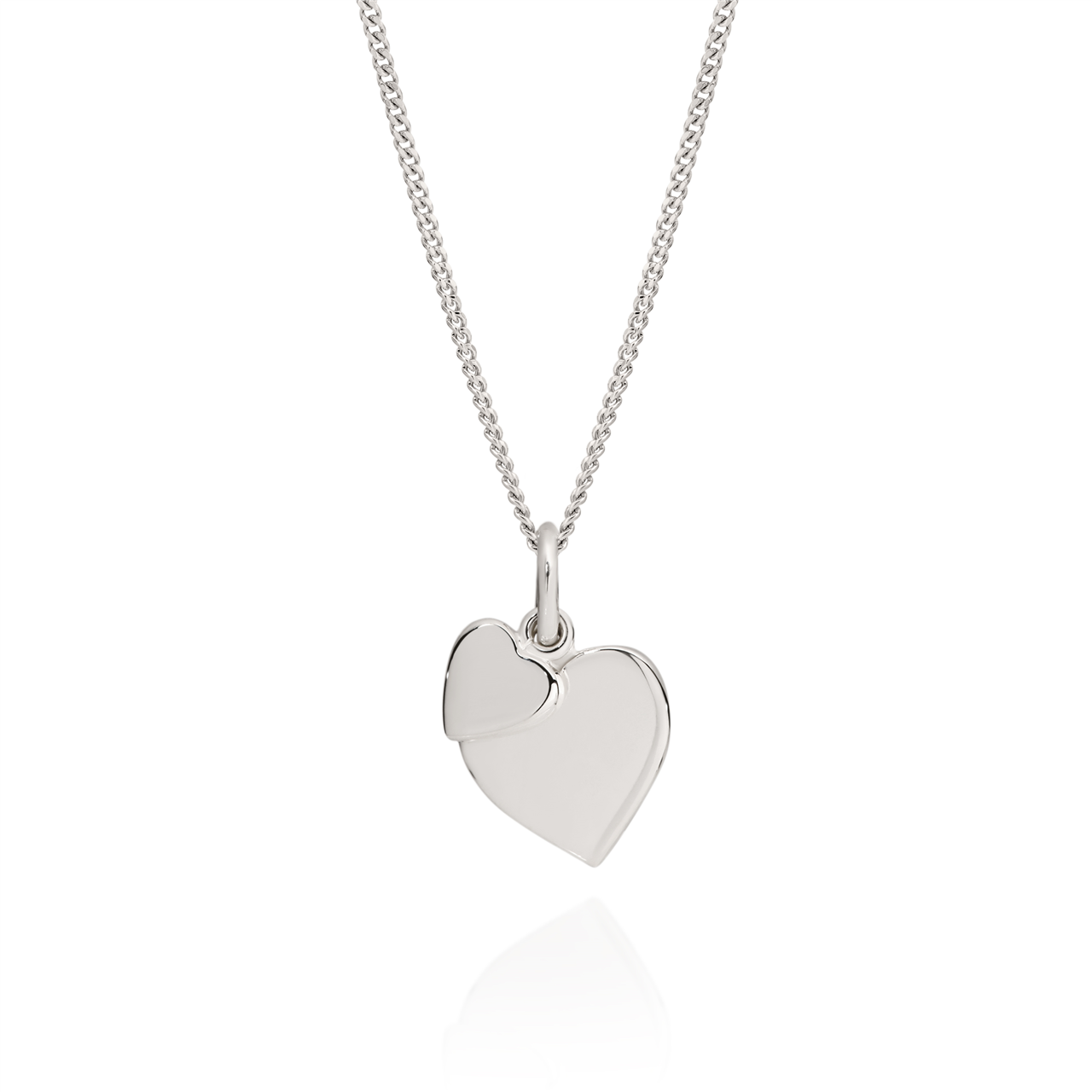 SS polished heart double disc pendant AG00762