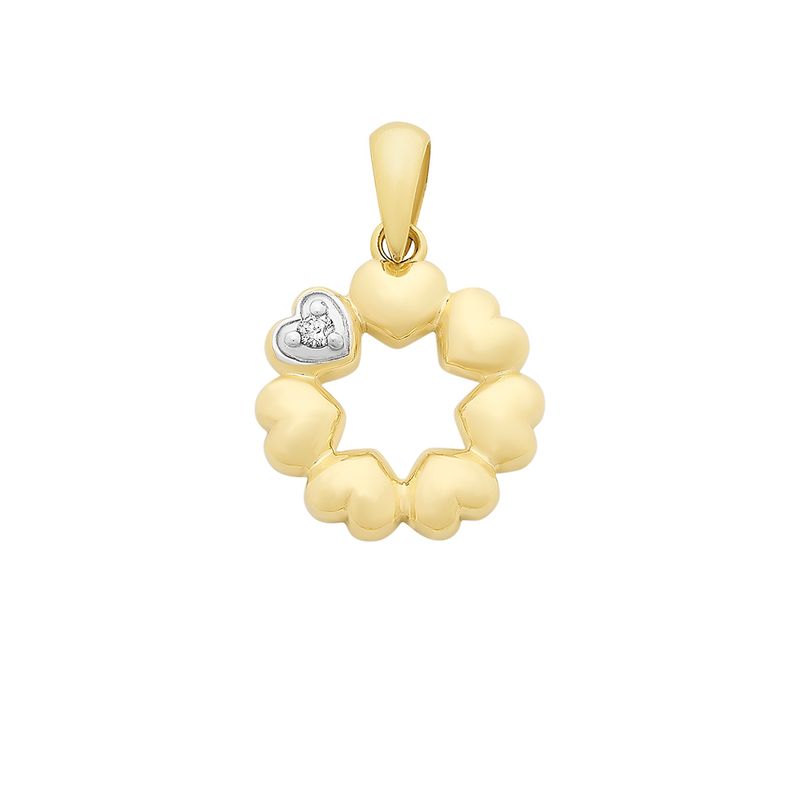 9ct Gold Diamond Heart Pendant M3140