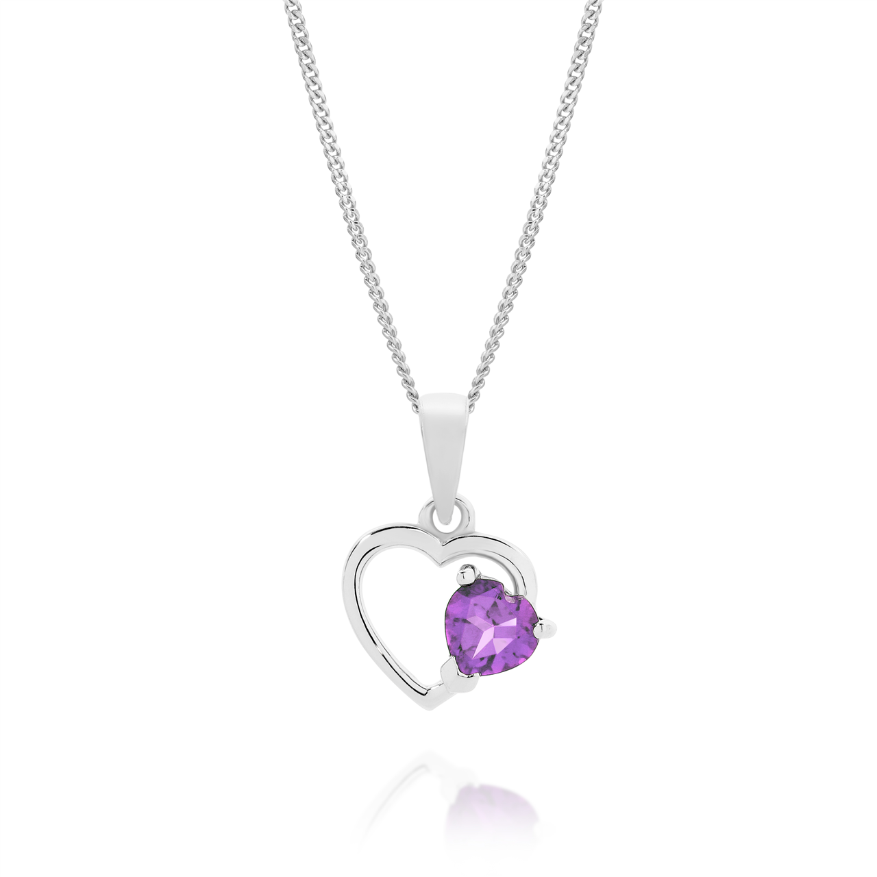 SS amethyst heart pendant AG01172