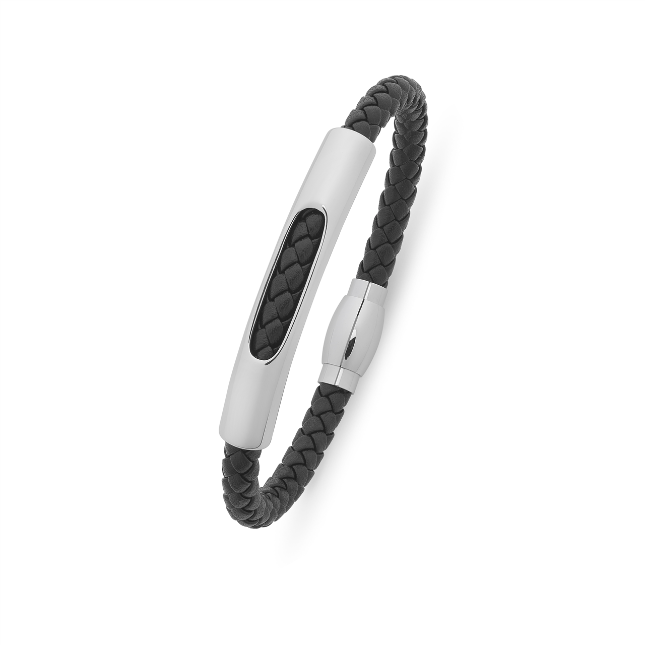 Leather &amp; Stainless Steel Bracelet M3044