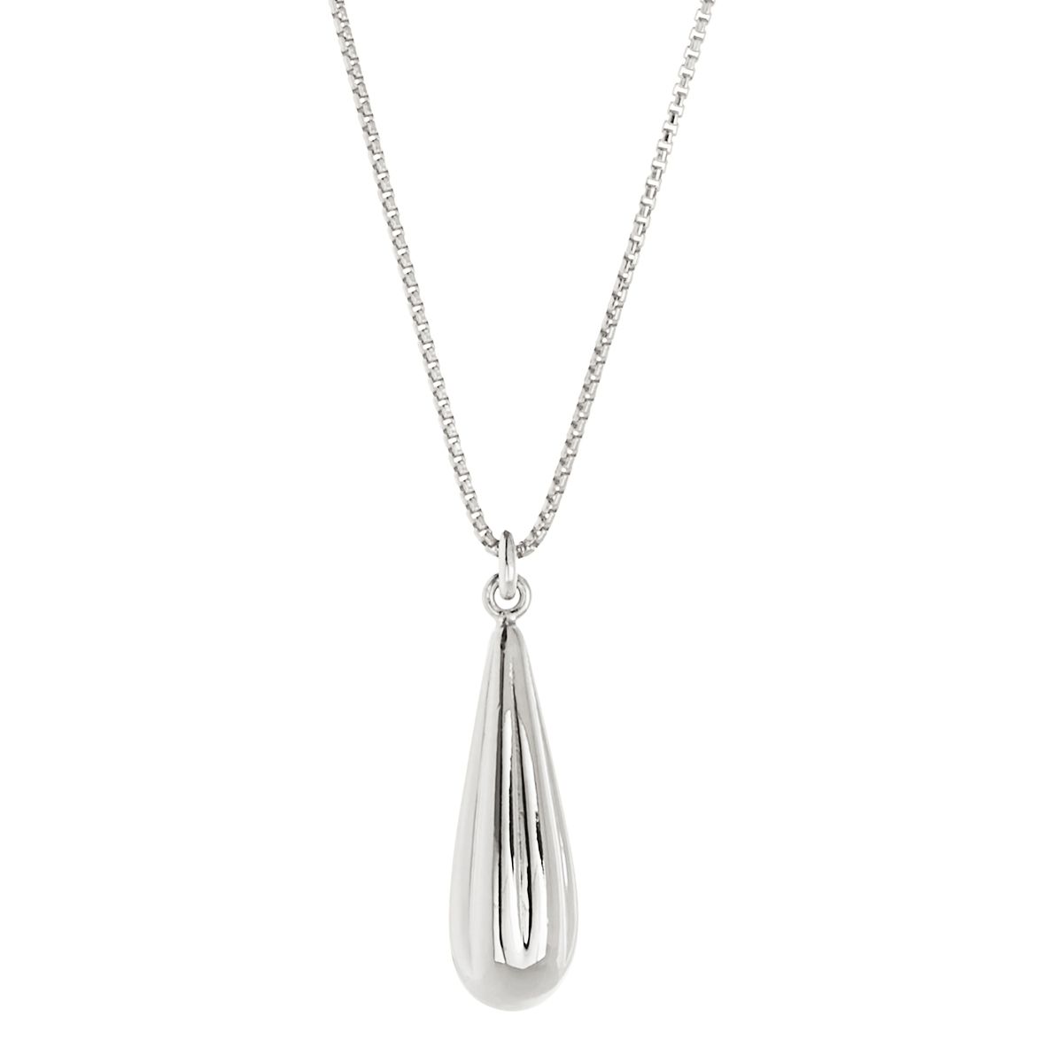 6.5x20mm silver ridged hollow baton pendant on C0146-45cm 0.8mm silver round box chain, antitarnish N6740