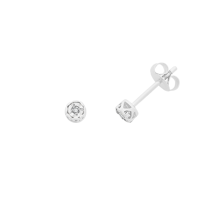 9ct White Gold Diamond Stud Earrings M3060