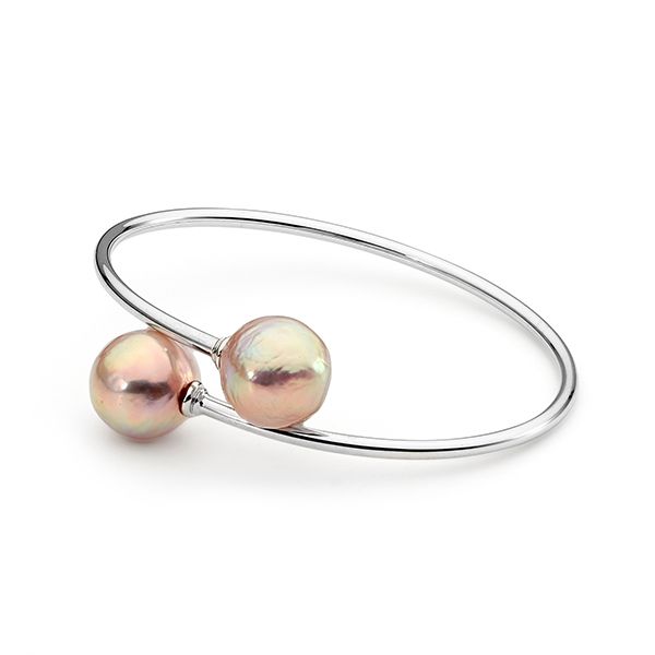 Riviera Bangle - S/S nat. pink Edison 12mm+ FWP bangle 19cm IP82BANGLE