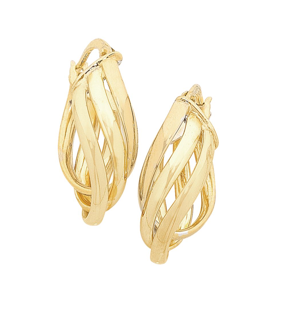 9ct Gold Silver Filled &quot;Wave&quot; Hoop Earrings M3158