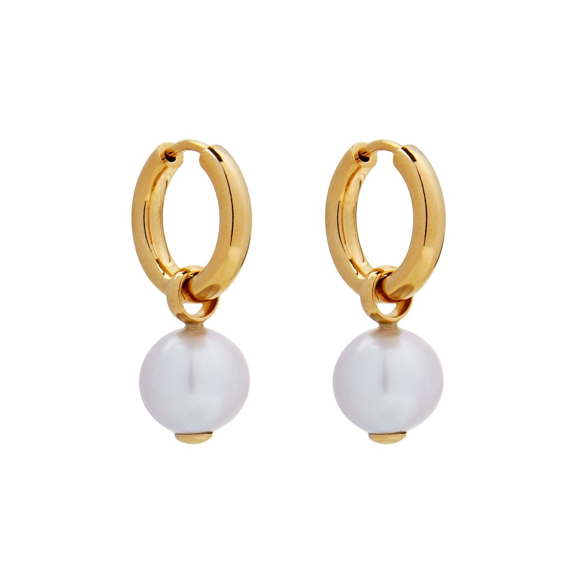 Jellydrop Sterling Silver Yellow Gold Plated Pearl Huggies E6662