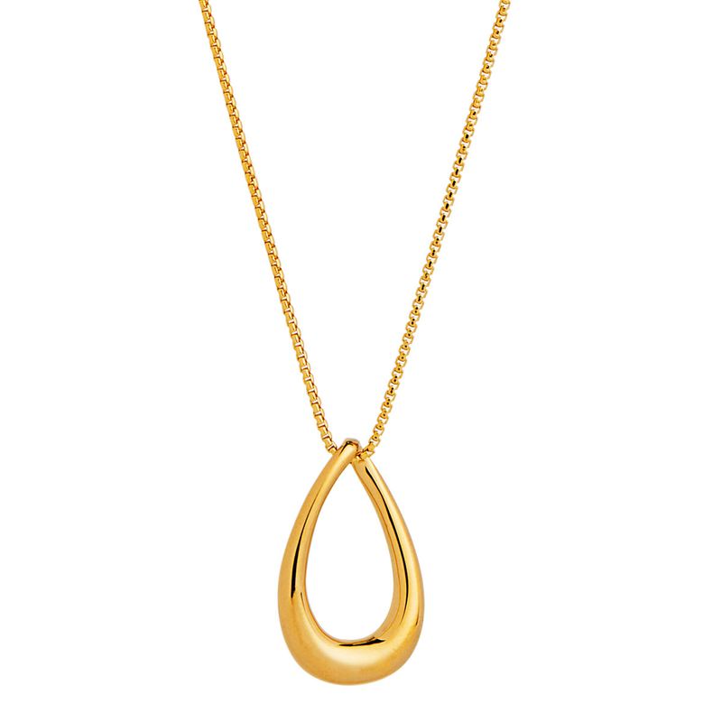 12x20mm yell gold (14k 1mc) silver open teardrop pendant on C0142-45cm (14k 2mc) 1mm box chain+5cm ext N7353