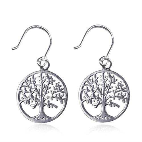 SS 15MM TREE OF LIFE EARWIRE EW427/1