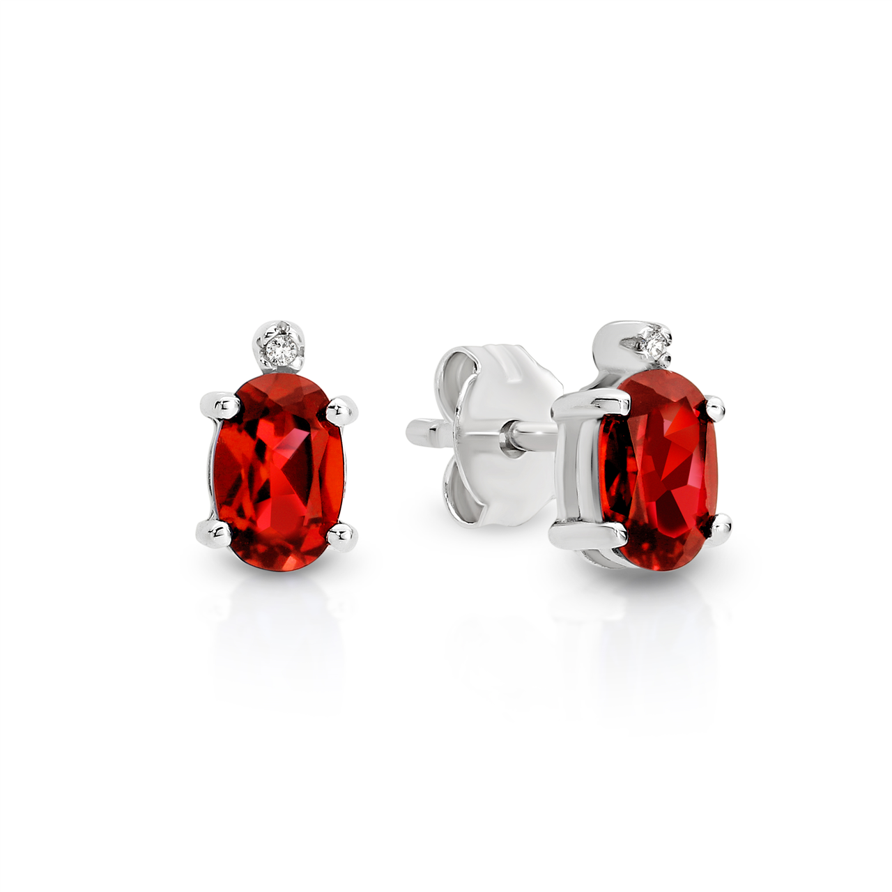 SS cr ruby claw set oval studs with diamond at top AG01191
