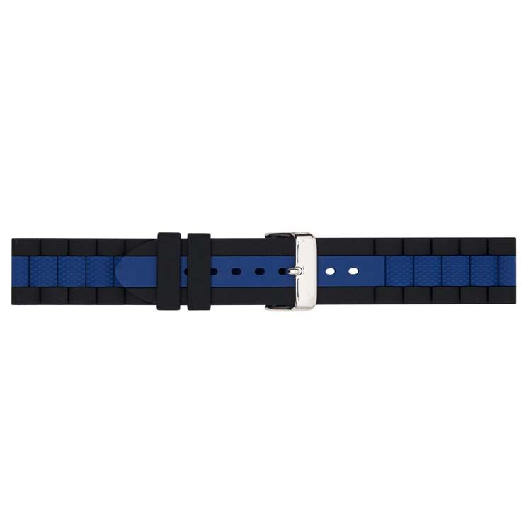 BLK SILICONE STRAP BLU CENTRE 24MM MS3344-24-BLU