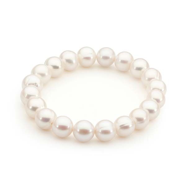 Evelyn Bracelet - White off rnd 9.5-10.5mm FWP elastic brac 19cm IP310B